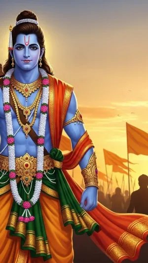 Lord Rama with Bow – Shri Ram in Warrior Form at Sunrise