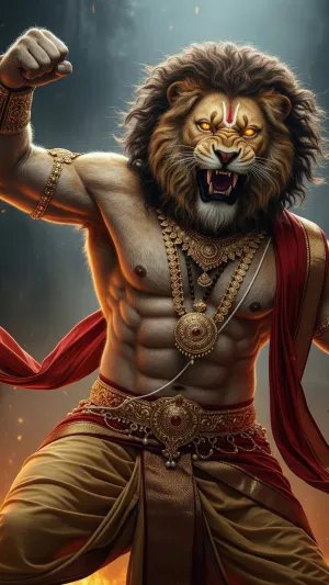 Mahavatar Narasimha – Fierce Avatar of Vishnu in 3D Digital Art