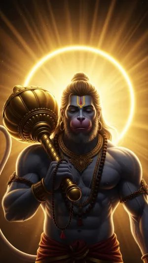 Divine Lord Hanuman with Golden Aura