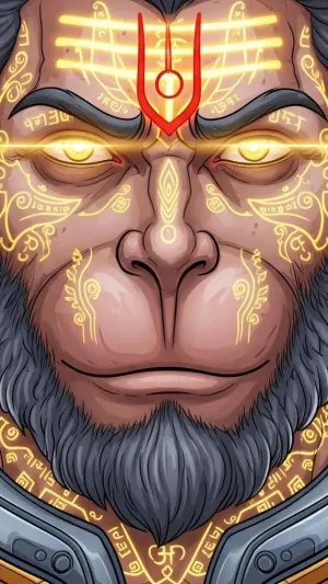Divine Futuristic Hanuman Digital Art Wallpaper