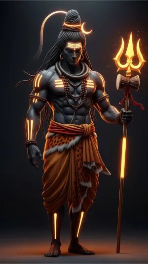 Powerful Lord Shiva 3D Wallpaper in Divine Glow