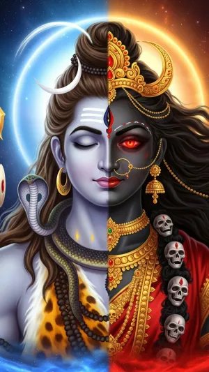 Ardhanarishvara Wallpaper – Lord Shiva and Goddess Kali