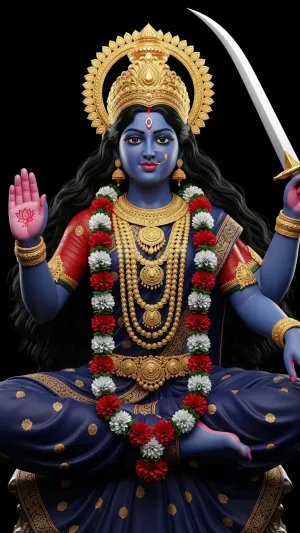 Goddess Kali with Sword Digital Artwork Wallpaper