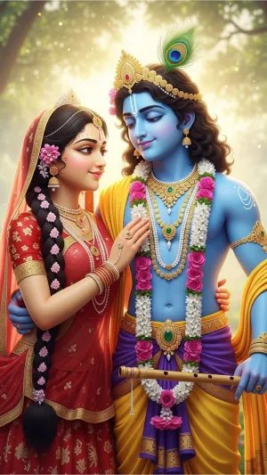 Romantic Radha Krishna HD Wallpaper with Divine Love