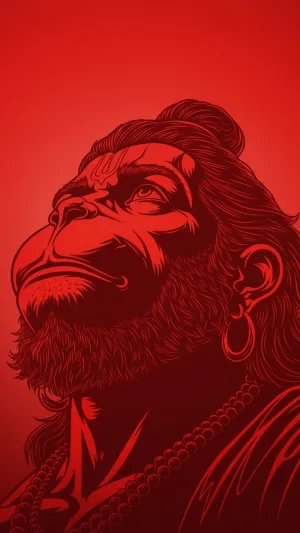 Red Divine Hanuman Ji Face Art Wallpaper