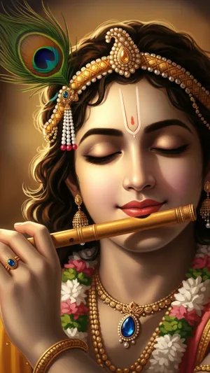 Lord Krishna Playing Flute Divine Wallpaper