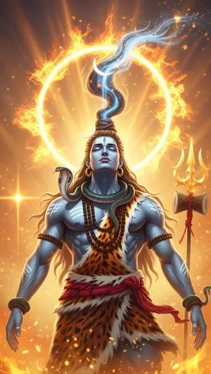 Lord Shiva HD Wallpaper with Trishul and Divine Aura