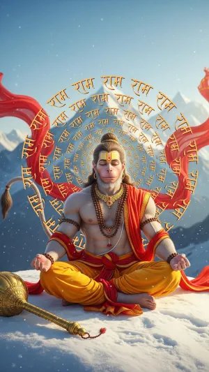 Hanuman Ji Meditation HD Wallpaper in Himalayas