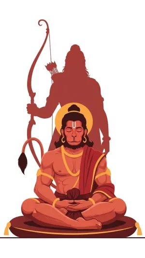 Meditating Hanuman Ji with Lord Ram’s Divine Shadow