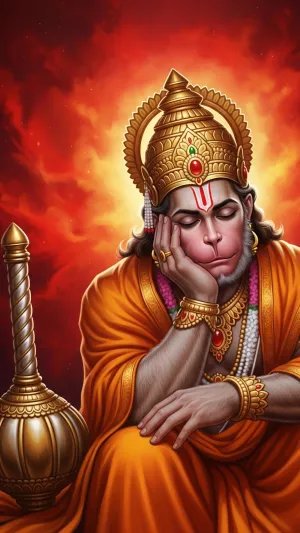 Peaceful Hanuman Ji Sleeping Wallpaper | Divine Art
