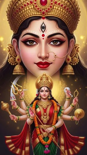 Maa Durga HD Wallpaper | Divine Shakti & Protection | Devi Artwork