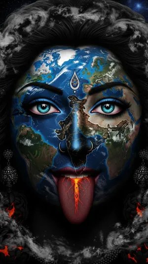 Cosmic Mahakali: Mother Earth's Fierce Form Wallpaper