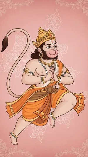 Cute Lord Hanuman Cartoon Illustration – Bal Hanuman in Namaste Pose