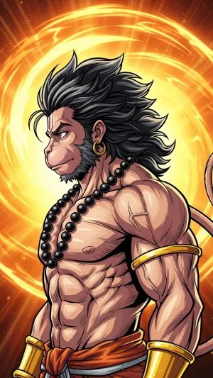 Divine Warrior Hanuman with Radiant Golden Aura Art