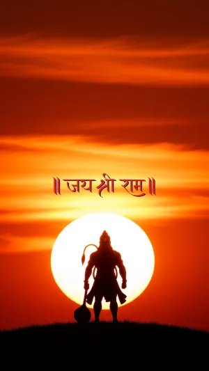Jai Shri Ram – Majestic Silhouette of Lord Hanuman at Sunrise