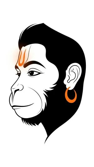 Elegant Minimal Hanuman Ji Vector Profile Art