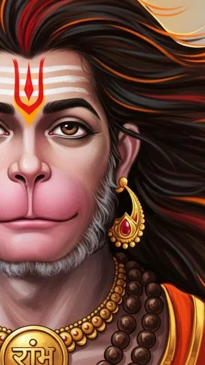 Divine Lord Hanuman with Flowing Hair HD Wallpaper