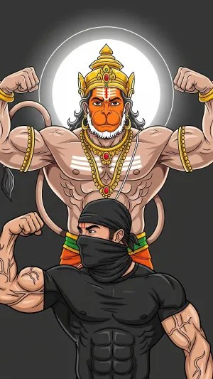 Bajrangbali and Warrior Boy Powerful HD Wallpaper
