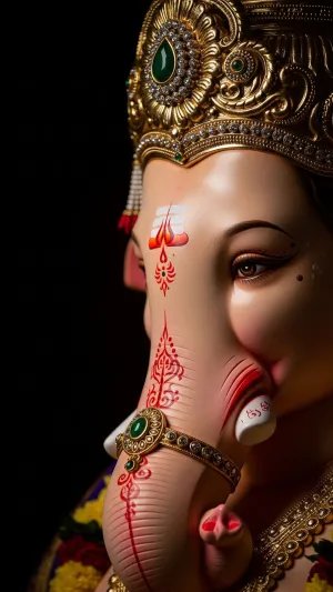 Divine Lord Ganesha with Golden Crown Wallpaper