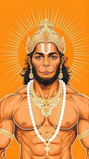 Divine Lord Hanuman Glow Art – Bhakti HD Wallpaper Orange Background