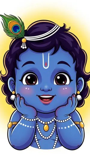 Cute Baby Krishna Cartoon Wallpaper in HD