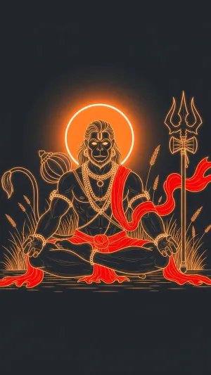 Neon Hanuman Ji Meditation Art Wallpaper