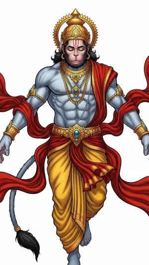 Majestic Hanuman Walking in Divine Strength 4K Wallpaper for iPhone & Android