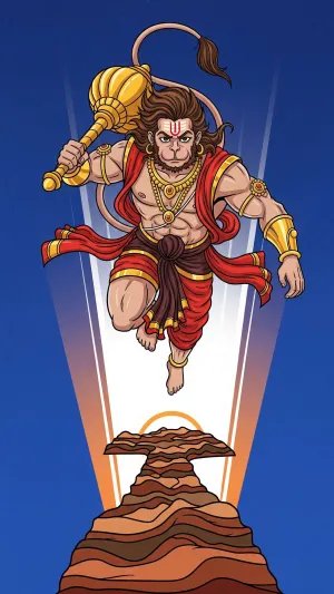 Lord Hanuman Leaping Over the Ocean – Symbol of Unstoppable Faith