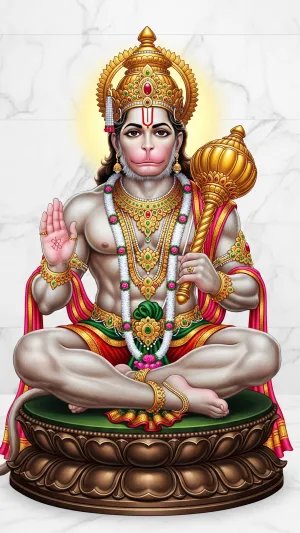 Divine Hanuman Sitting in Blessing Pose