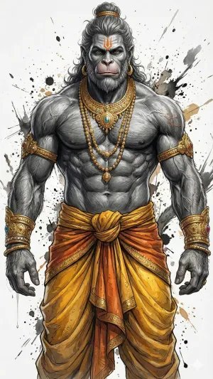 Powerful Warrior Hanuman in Divine Form