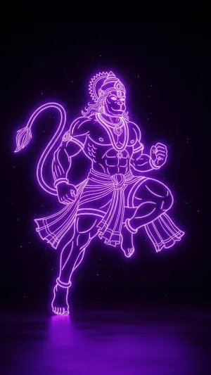 Neon Glow Hanuman Art – Futuristic Divine Illustration