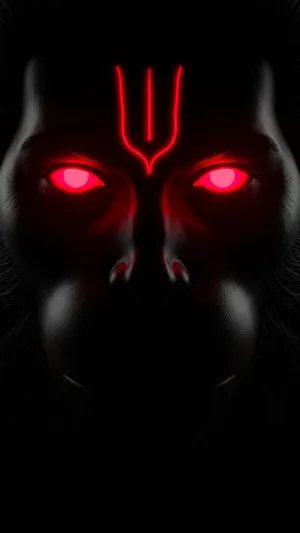 Fiery Glowing Eyes Hanuman Dark Powerful Portrait