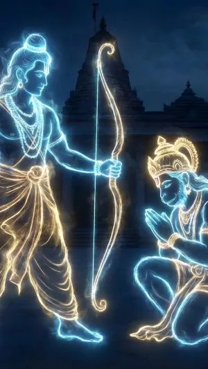Radiant Lord Rama & Hanuman Neon Art