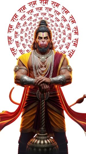 Divine Hanuman With Radiant Ram Mantra Aura