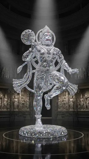Crystal Hanuman Ji Divine Transparent Warrior Art