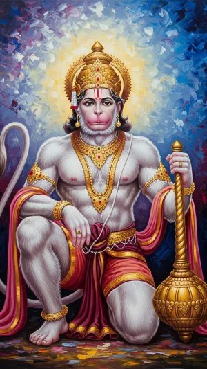 Divine Strength of Shri Hanuman in Royal Warrior Form
