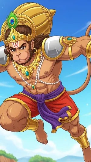 Valiant Hanuman Soaring with Devotion and Power