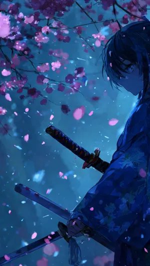Moonlit Samurai Blossoms