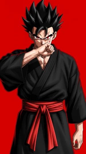 Dark Warrior Gohan in Black Gi – Intense Anime Portrait