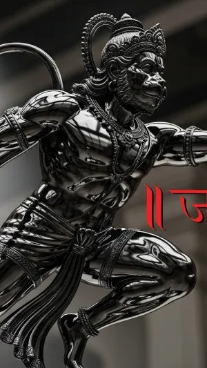 Shiny Black Hanuman Idol with Divine Aura