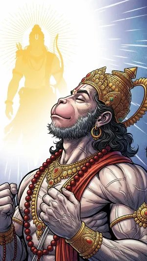 Devotion of Hanuman Facing Lord Rama’s Divine Light