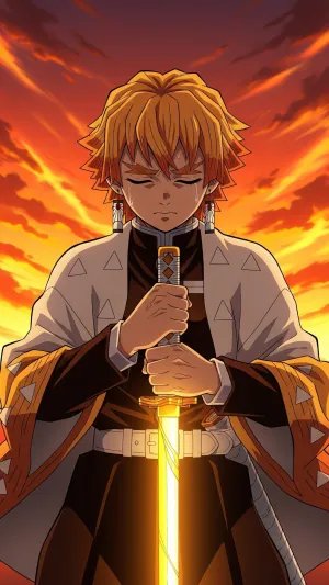 Zenitsu’s Silent Resolve at Sunset