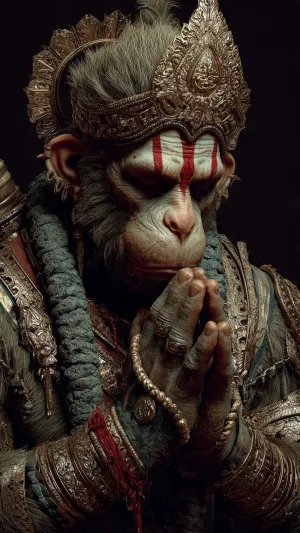 Hanuman Ji Praying in Deep Devotion Powerful HD Wallpaper