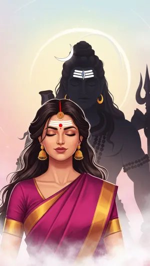 Divine Shiva Shakti Meditation Wallpaper in Soft Pastel Tones