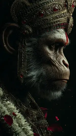 Royal Hanuman Portrait in Dark Cinematic Art Style