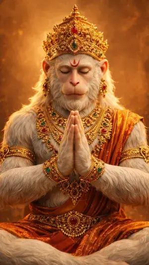 Peaceful Lord Hanuman in Deep Meditation Pose