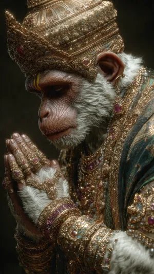 Serene Lord Hanuman in Royal Namaskar Pose
