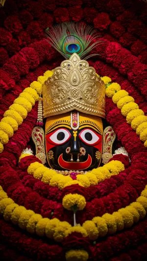 Divine Lord Jagannath Face with Floral Garlands