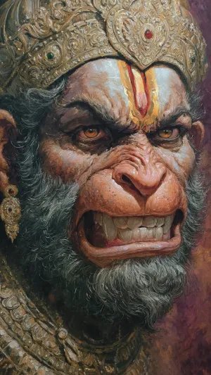 Fierce Lord Hanuman Face Painting with Divine Power