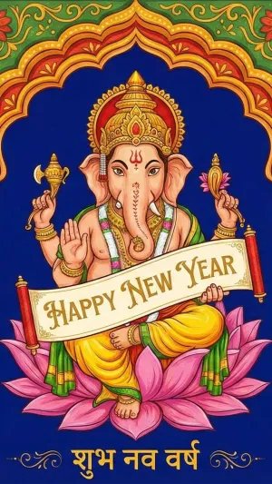 Happy New Year Lord Ganesha Blessings Wallpaper